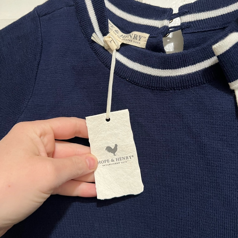 NEW Navy Blue Knit‎ Girls Hope & Henry Shirt Size Large - Picture 3 of 4